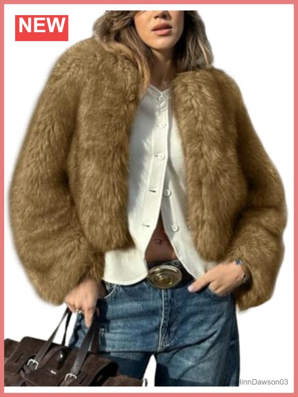 Faux Fur Coat Cropped Winter Warm Fur Jacket Open Front